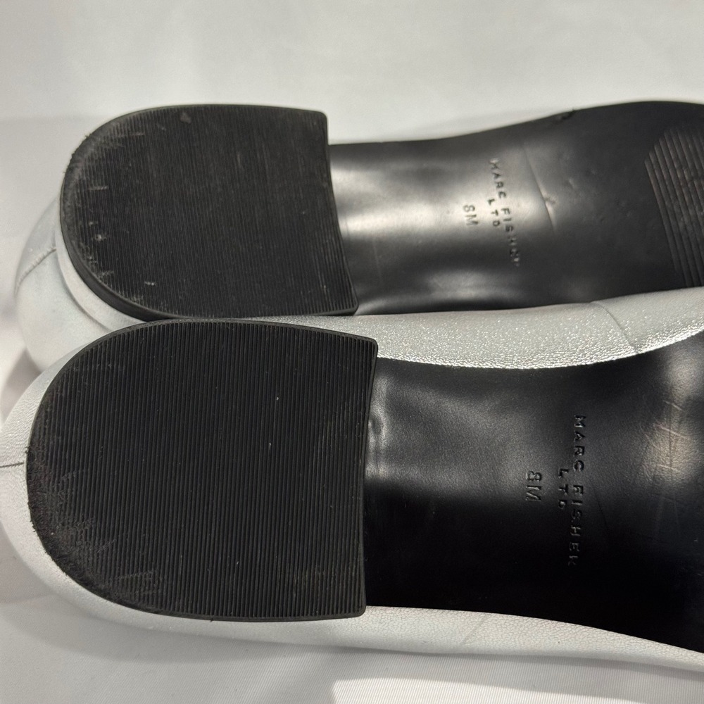 Marc Fisher LTD Gunner Flats Metallic Silver Leather Pointed Toe Slip On Size 8 - Picture 10 of 13